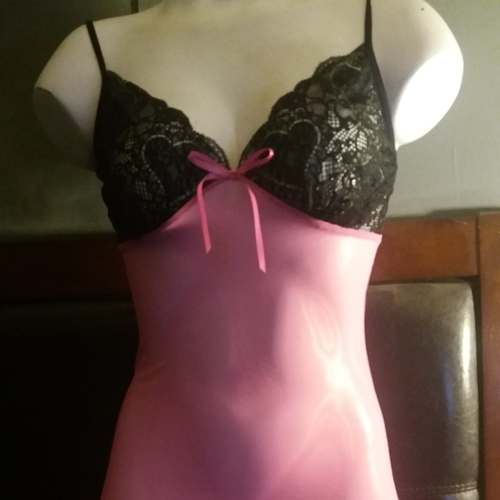 fredericks of hollywood pink mesh babydoll